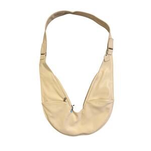 Sash Crossbody Sling Bag Cream Faux Leather | Travel Bag | Hidden Pockets